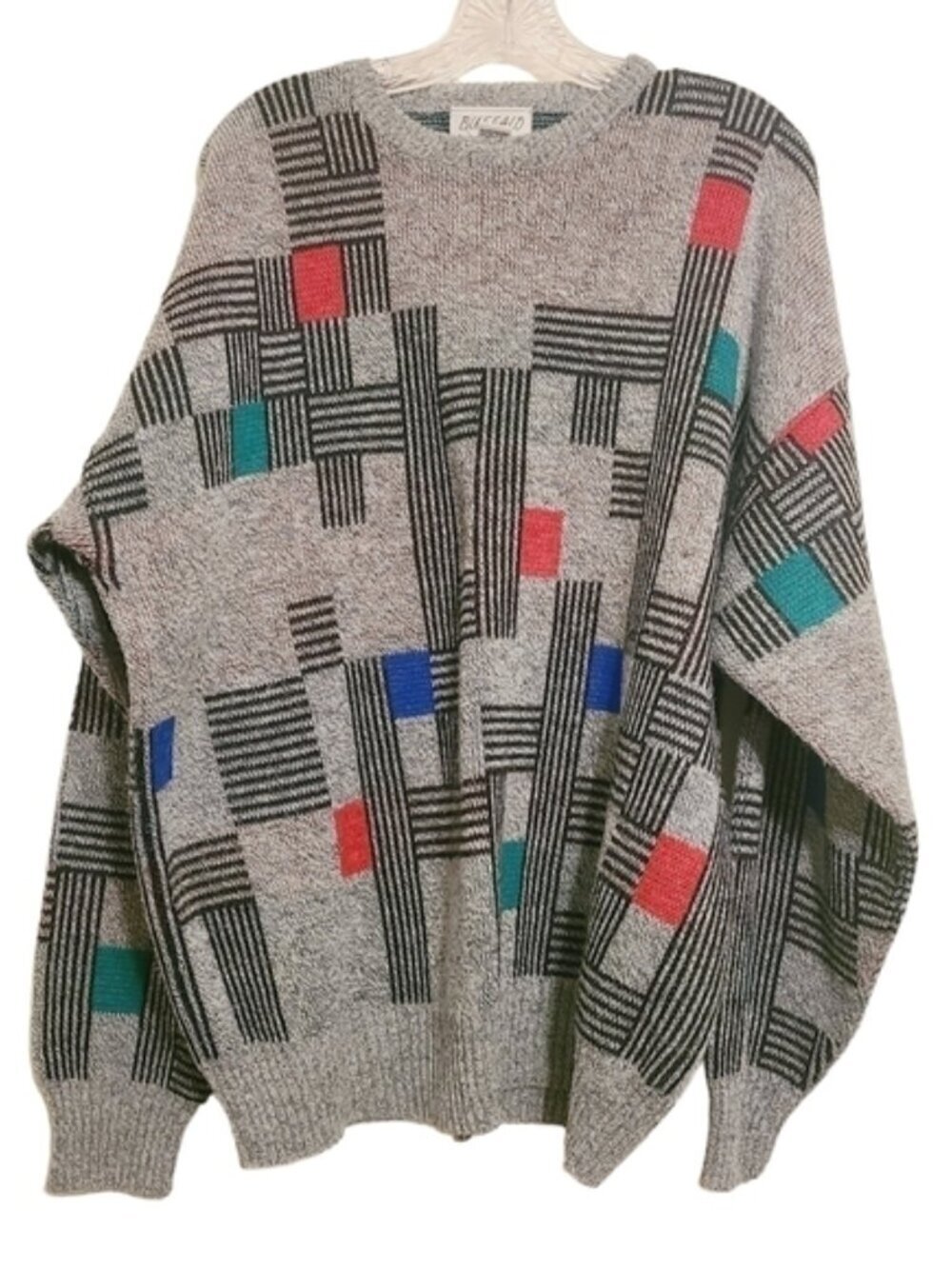 Buffalo | Men's Vintage Multi-Colored Geometric Print Crewneck Sweater (Size 2X)